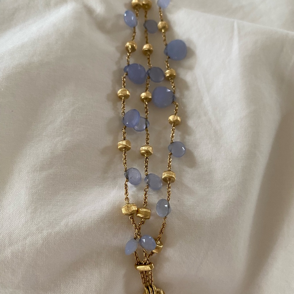 Marco Bicego Gold and Blue Gemstone Necklace with Alternating Pattern